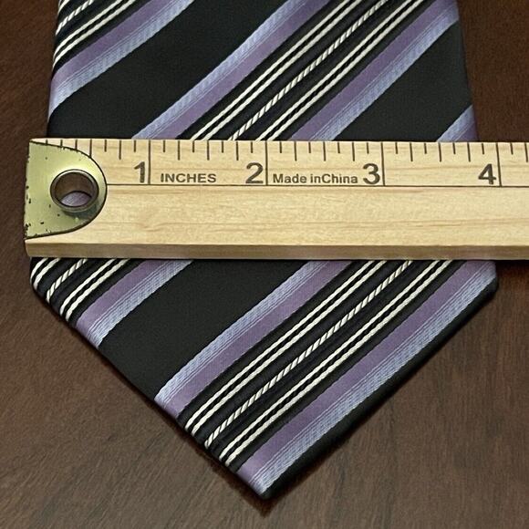 Gianfranco Black Purple 100% Polyester Men’s Neck Tie Made In China - Picture 4 of 9